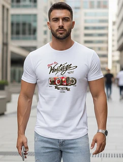 Pánské bílé tričko s retro potiskem FashionStreet NX5094R