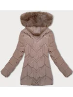 Dámská zimní plus size bunda v kakaové barvě s kapucí S'west (B8300-48) Dámská zimní plus size bunda v kakaové barvě s kapucí S'west (B8300-48)