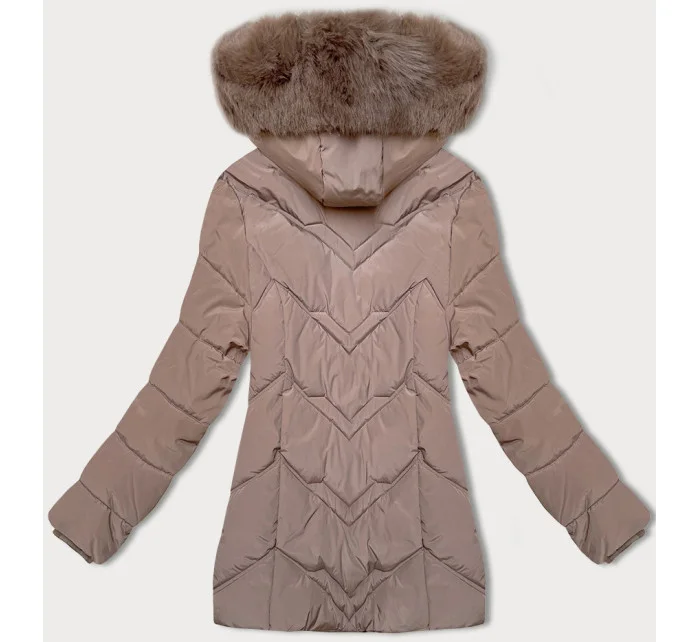 Dámská zimní plus size bunda v kakaové barvě s kapucí S'west (B8300-48) Dámská zimní plus size bunda v kakaové barvě s kapucí S'west (B8300-48)