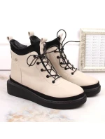 zateplené kožené boty na platformě W model 21307447 beige - FILIPPO zateplené kožené boty na platformě W model 21307447 beige - FILIPPO