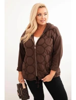 Dámská mikina Plus Size rozepínací na zip hnědá Dámská mikina Plus Size rozepínací na zip hnědá