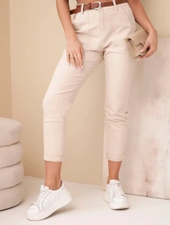 Dámské džíny Skinny s vysokým pasem a páskem M.sara béžové