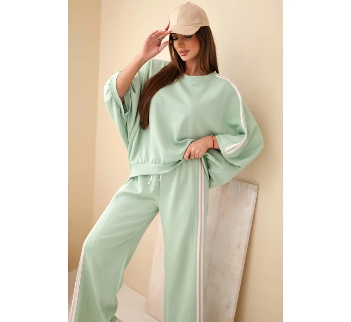 Dámský komplet z viskózy máslový se širokými nohavicemi a volnou blůzou tmavě mátový Dámský komplet z viskózy máslový se širokými nohavicemi a volnou blůzou tmavě mátový