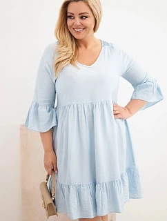 Dámské šaty Plus Size z viskózy s ažurovým zdobením modrá