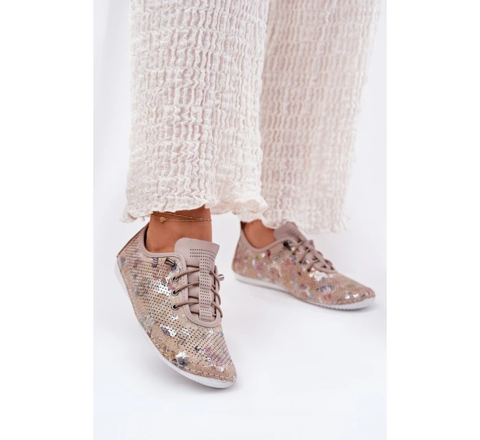 Dámské Polobotky Z Přírodní Kůže Vzorované model 21691796 Béžové - Artiker