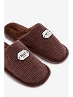 Pánské pantofle s nášivkou hnědé model 21793919 - Boto Pánské pantofle s nášivkou hnědé model 21793919 - Boto