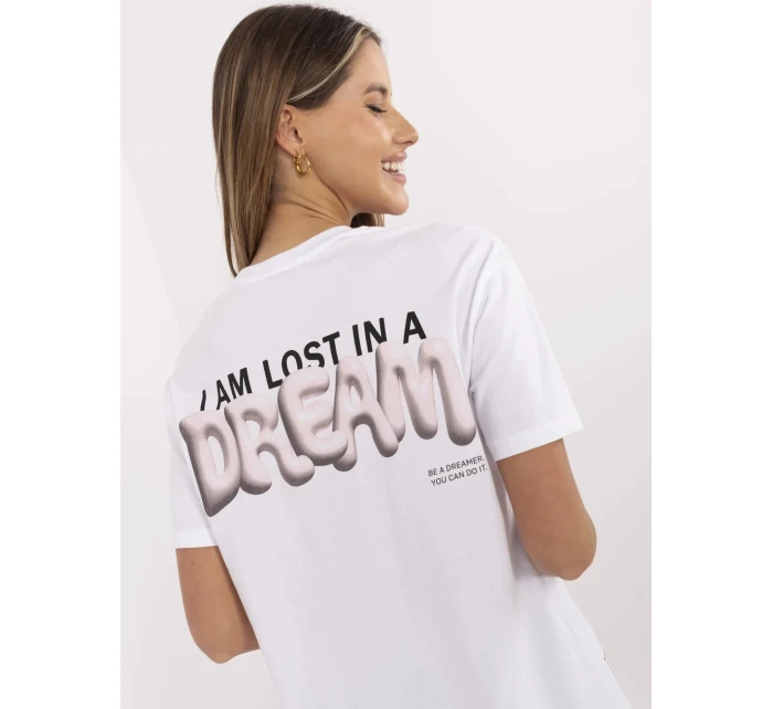 T shirt model 21153845 biało różowy - FPrice T shirt model 21153845 biało różowy - FPrice