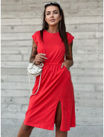 Červené ležérní šaty MAYFLIES s kulatým výstřihem