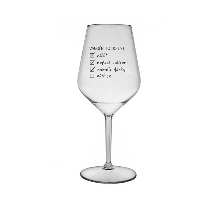 VÁNOČNÍ TODO LIST - čirá nerozbitná sklenice na víno 470 ml VÁNOČNÍ TODO LIST - čirá nerozbitná sklenice na víno 470 ml