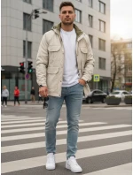 Pánská přechodná bunda s kapucí bílá FashionStreet TX5134