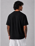 Pánské bavlněné tričko oversize s potiskem černé FashionStreet NX1002R