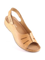 W hnědé pohodlné kožené sandály na suchý zip model 20118065 - Helios