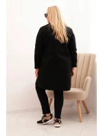 Dámský elegantní kabát Plus Size s límcem a velkými kapsami černý Dámský elegantní kabát Plus Size s límcem a velkými kapsami černý