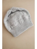 Dámská zimní čepice s vlnou a žebrovaným pletením K471 šedá