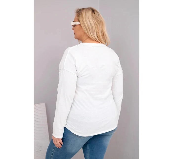 Dámská blůza Plus Size s potiskem Love You More bílá