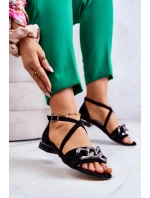 Dámské semišové sandály s řetízkem Laura Messi 2365 Černá