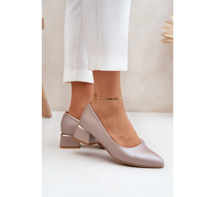 Kožené lodičky Lewski 3118 Tmavě béžové