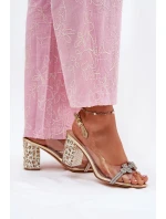 Průhledné Sandály Na Podpatku D&A MR51-705 Zlaté Průhledné Sandály Na Podpatku D&A MR51-705 Zlaté