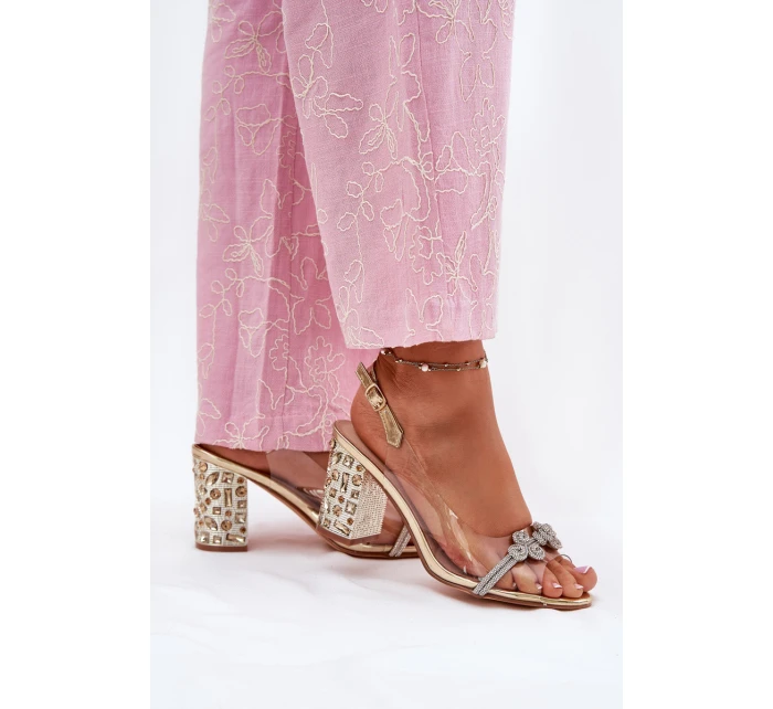 Průhledné Sandály Na Podpatku D&A MR51-705 Zlaté Průhledné Sandály Na Podpatku D&A MR51-705 Zlaté