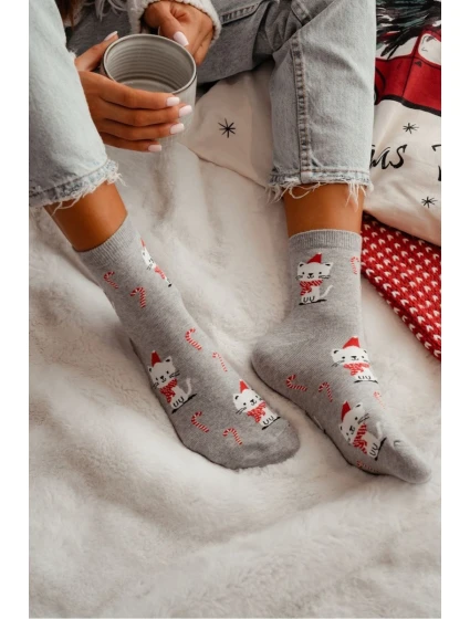 Dámské vánoční ponožky s model 21780628 šedé - Milena Dámské vánoční ponožky s model 21780628 šedé - Milena