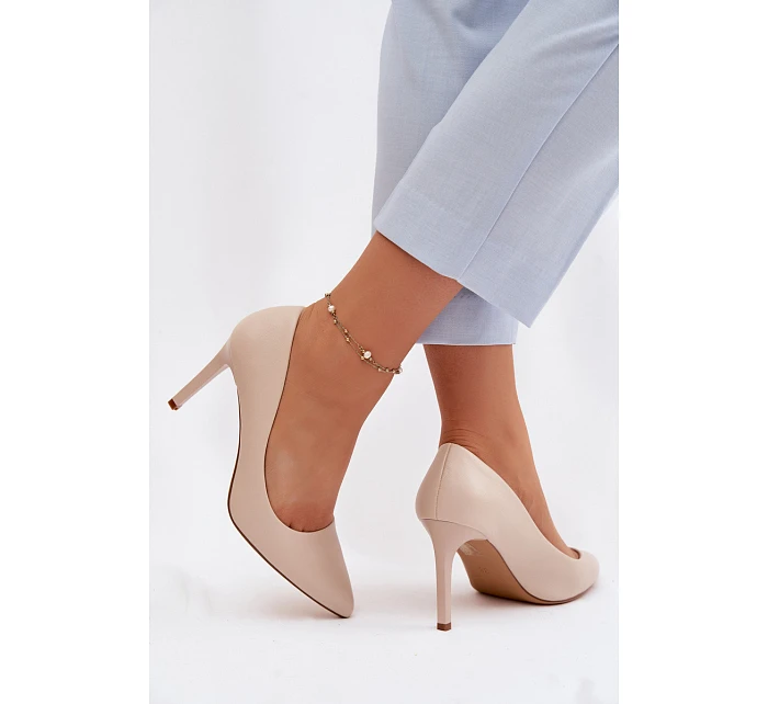 Eko kožené lodičky Sergio Leone 1339 Světle béžové Eko kožené lodičky Sergio Leone 1339 Světle béžové