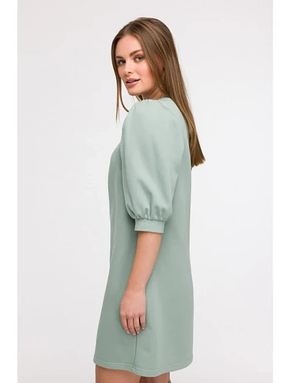 Šaty áčkového střihu s rukávy mátové model 21047135 - BeWear Šaty áčkového střihu s rukávy mátové model 21047135 - BeWear