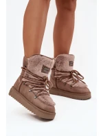 Dámské sněhule D.Franklin na platformě s kožešinou – béžové