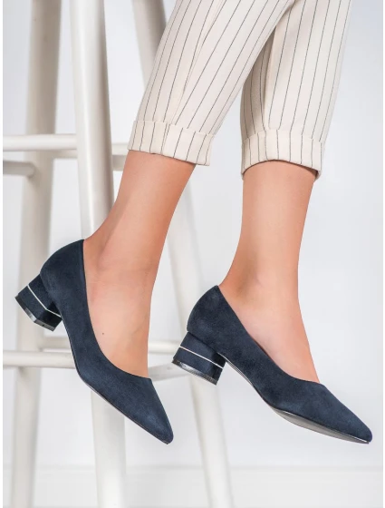 Výborné lodičky dámské tmavě modré na širokém podpatku Výborné lodičky dámské tmavě modré na širokém podpatku