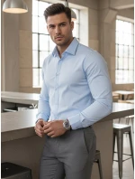 Pánská elegantní hladká modrá košile SLIM FIT FashionStreet DX2614