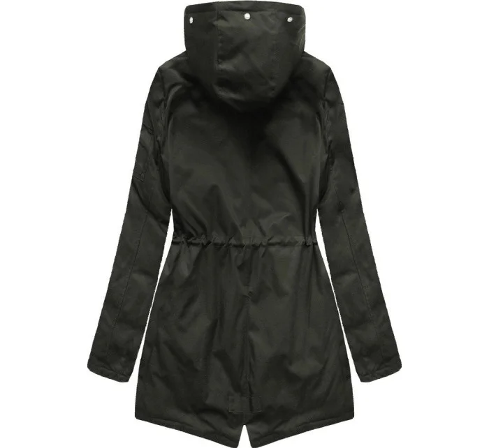 Army-šedá oboustranná dámská zimní bunda parka s kapucí (b2636)