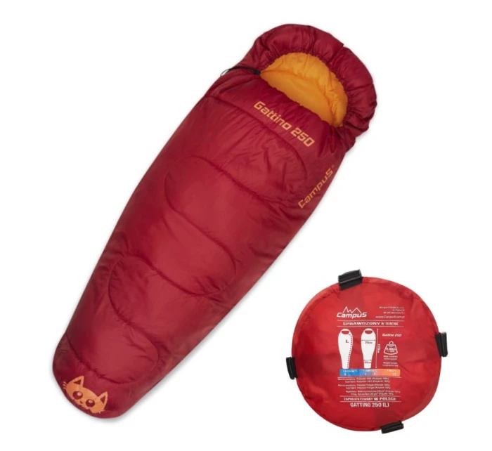 Campus Gattino 250 Dětský mumiový spací pytel Hiking Right Red/Orange Campus Gattino 250 Dětský mumiový spací pytel Hiking Right Red/Orange
