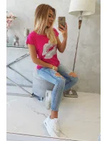 Halenka s potiskem rtů fuchsiová Halenka s potiskem rtů fuchsiová