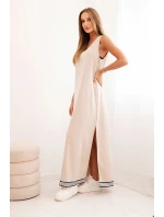 Dámská souprava s viskózou s rozepínací mikinou a dlouhou sukní béžová Dámská souprava s viskózou s rozepínací mikinou a dlouhou sukní béžová