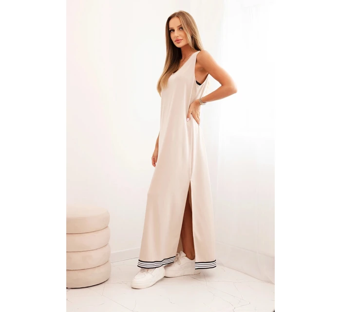 Dámská souprava s viskózou s rozepínací mikinou a dlouhou sukní béžová Dámská souprava s viskózou s rozepínací mikinou a dlouhou sukní béžová