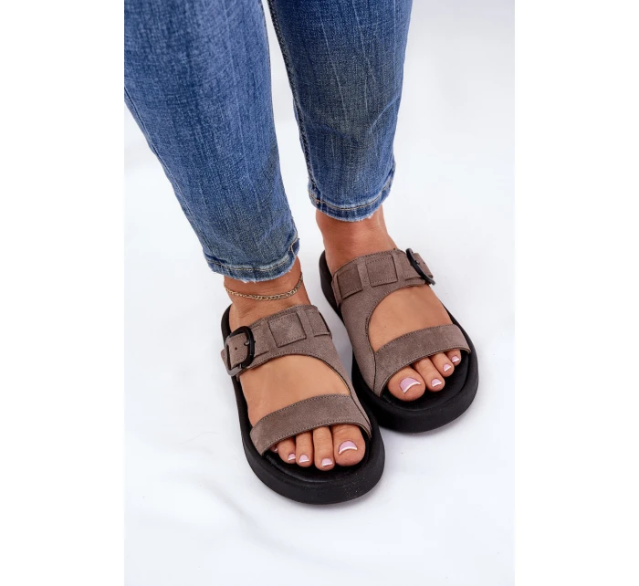 Dámské Semišové Pantofle Na Platformě Hnědé model 21686348 - Zazoo