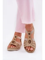 Dámské Sandály Na Klínu S Ozdobami Béžové model 21702188 - Inblu