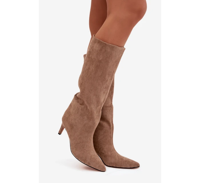 Dámské kozačky na vyhřívané na Béžové olivové model 21757553 - Boto