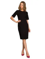 S317 Pouzdrové šaty s dvojitým předním dílem - černé