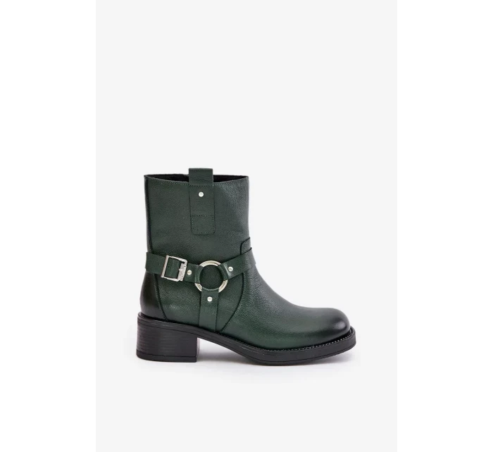 Zazoo Kožené Kotníkové Boty Na Nízkém Podpatku Zateplené Tmavě Zelené Zazoo Kožené Kotníkové Boty Na Nízkém Podpatku Zateplené Tmavě Zelené