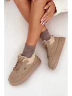 Dámské zateplené sportovní boty na platformě SS274105 Béžová - Big Star Dámské zateplené sportovní boty na platformě SS274105 Béžová - Big Star