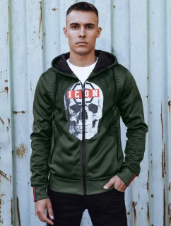 Pánská rozepínací mikina s kapucí zelená Dstreet model 21980038 - FashionStreet
