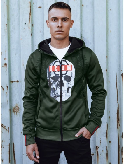 Pánská rozepínací mikina s kapucí zelená Dstreet model 21980038 - FashionStreet
