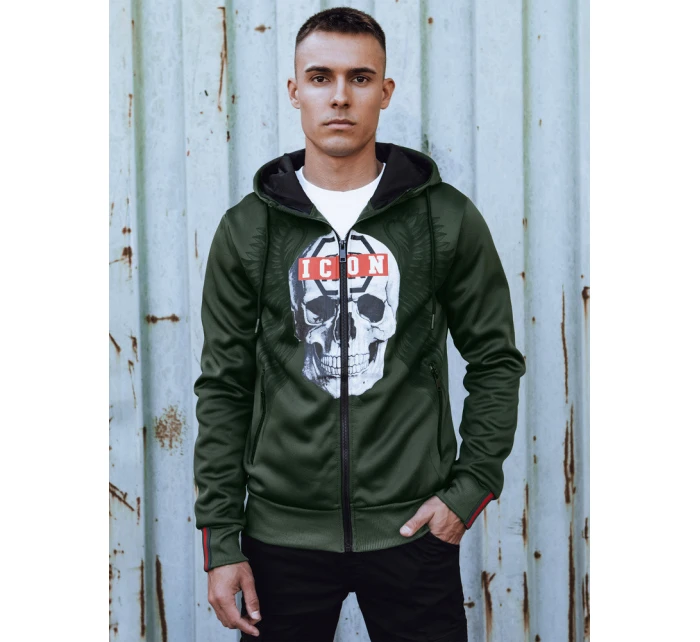 Pánská rozepínací mikina s kapucí zelená Dstreet model 21980038 - FashionStreet