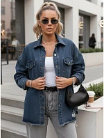 Dámská tmavě modrá džínová košilová bunda FashionStreet TY5689 Dámská tmavě modrá džínová košilová bunda FashionStreet TY5689