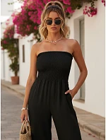 Dámský letní overal se širokými nohavicemi černý FashionStreet EY2649 Dámský letní overal se širokými nohavicemi černý FashionStreet EY2649