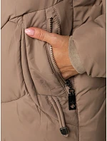 Kurtka damska zimowa pikowana z kapturem beżowa FashionStreet TY5753 Kurtka damska zimowa pikowana z kapturem beżowa FashionStreet TY5753
