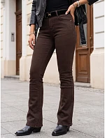Jeansy damskie dzwony z paskiem z wysokim stanem brązowe FashionStreet UY3109