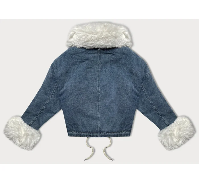 Světle krátká dámská džínová bunda s kožešinovou podšívkou model 21248492 - J.STYLE