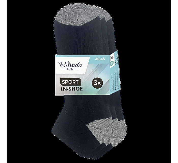 Pánské kotníkové ponožky 3 páry SPORT MEN IN-SHOE 3x - BELLINDA - černá
