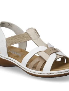 Pohodlné dámské nazouvací sandály bílé Rieker 65918-81